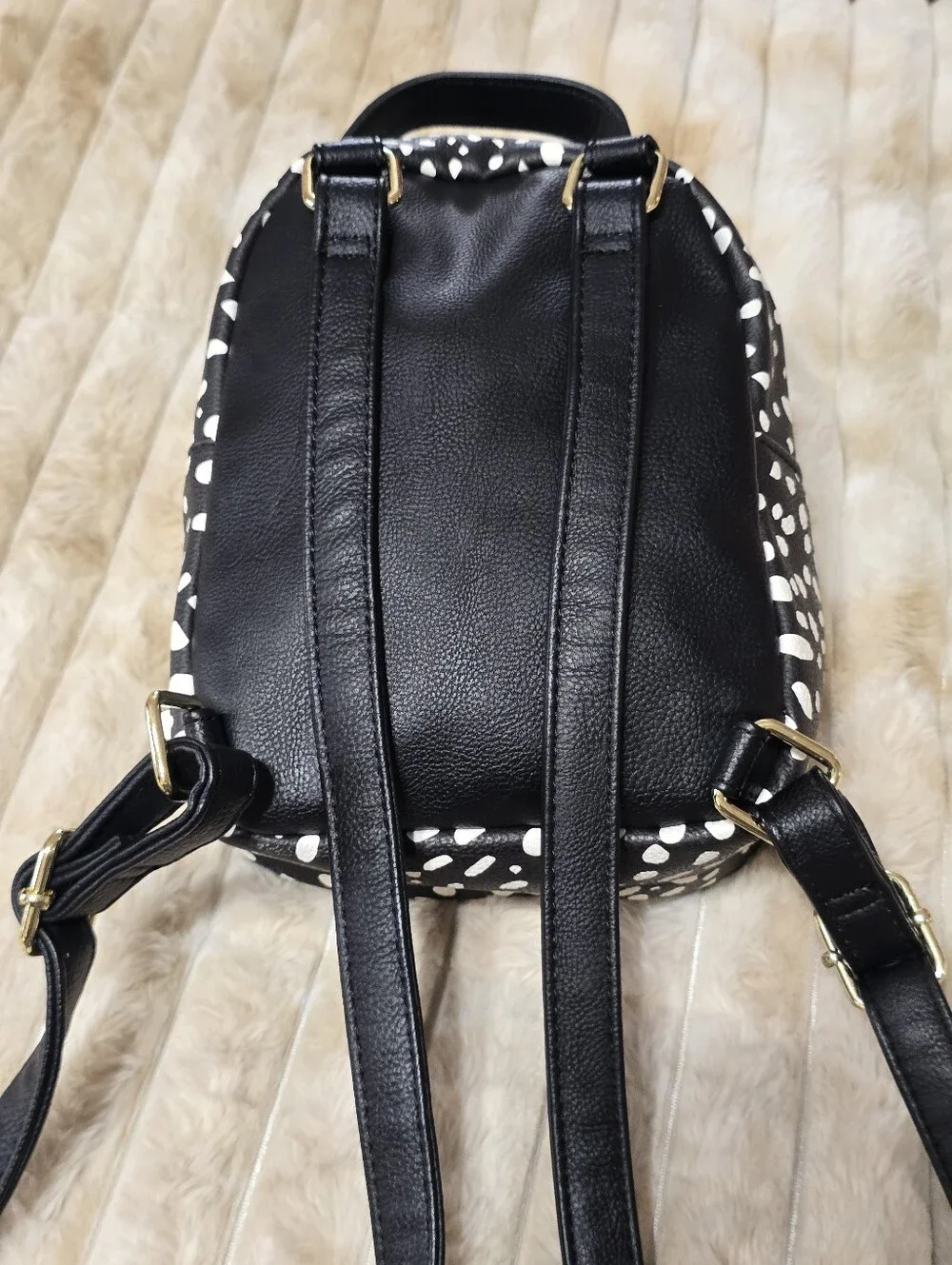 Betsey Johnson Black & White Dalmatian Puppy Dog Face Mini Backpack
